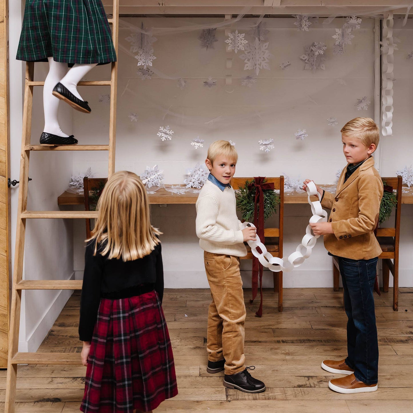 Organic Peter Pan Collar Party Dress: Oxblood City Plaid / 2T