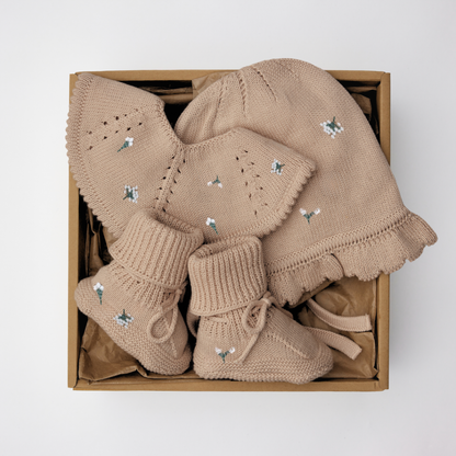 Embroidered Box -  Flower on nude