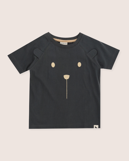 3D Bear Print Black T-Shirt: Ink / 4-5 Years