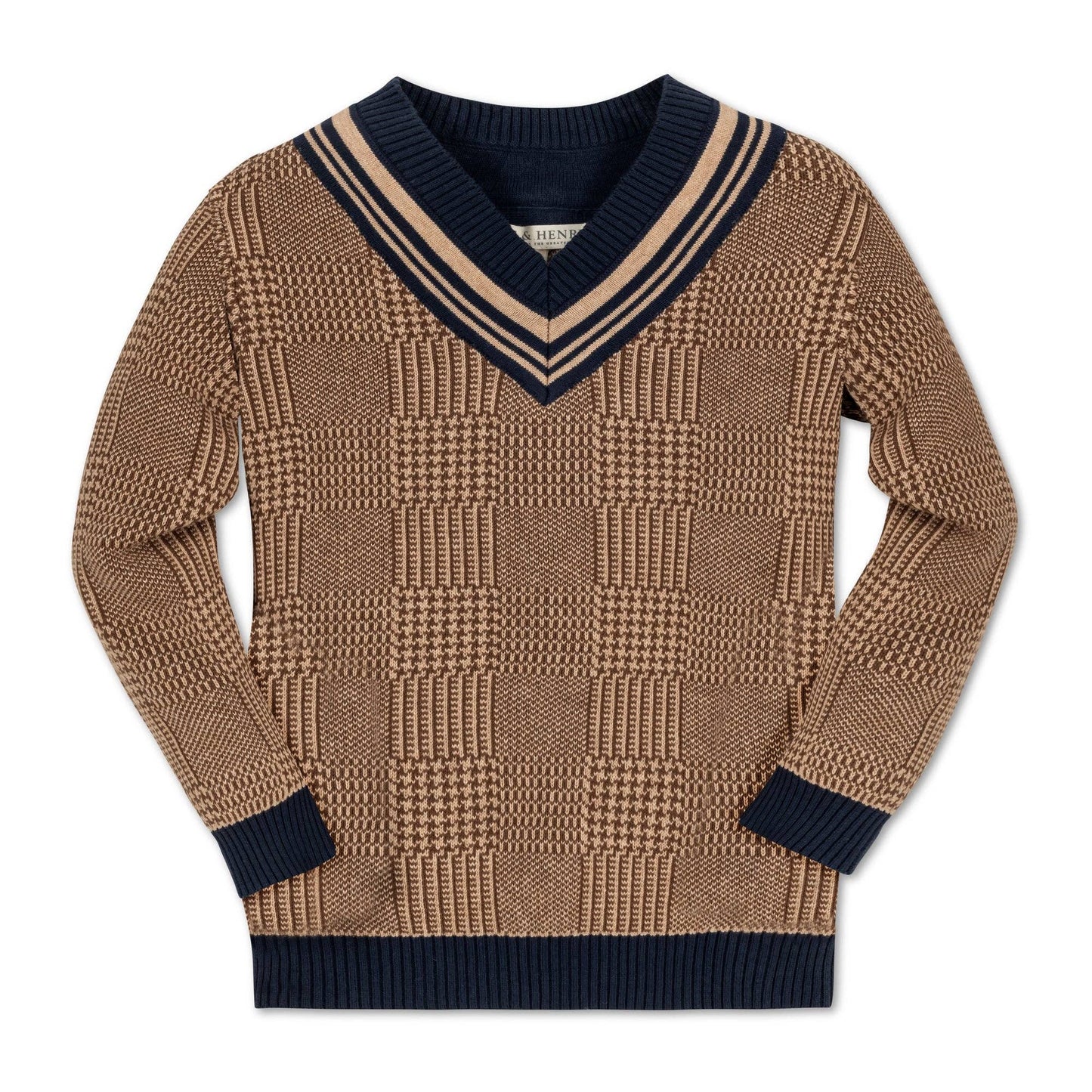 Organic Intarsia Cricket Sweater - Baby: Brown Glen Plaid Intarsia / 6-12 Months