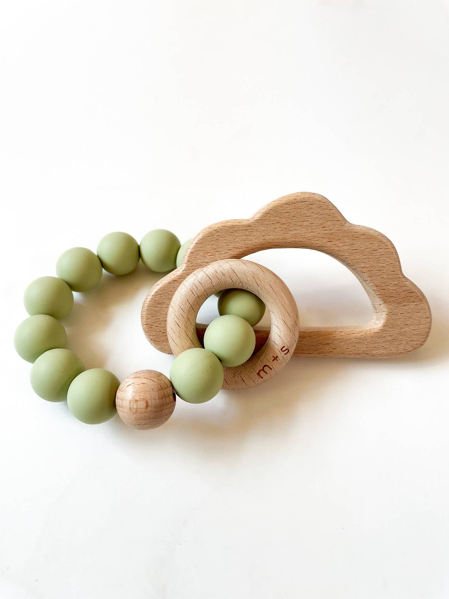 Cloud Teether-Silicone and Beech Wood: Brown