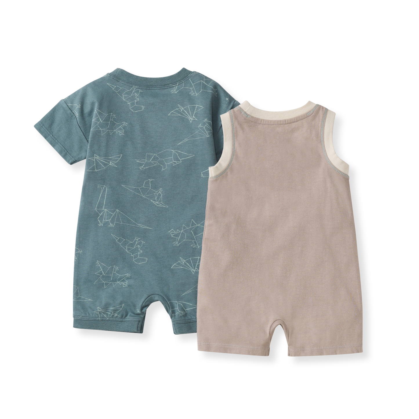 Origami Dinos Baby Boy 2 Pack Romper Set: 6-9M