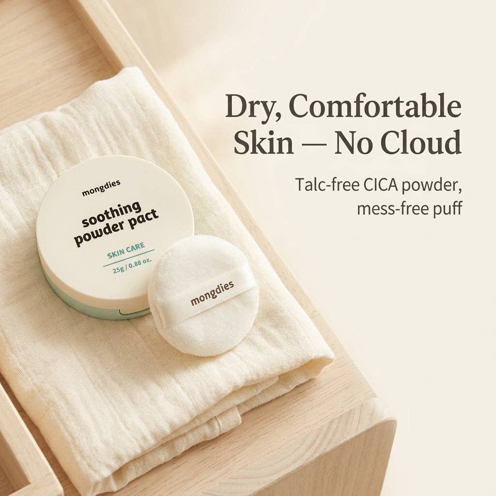 Mongdies Soothing Powder Pact 25g | Talc-Free Cooling Powder for Baby | EWG Green