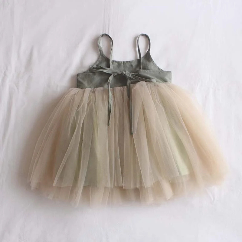 Annie & Charles® organic linen tulle dress: Greenery