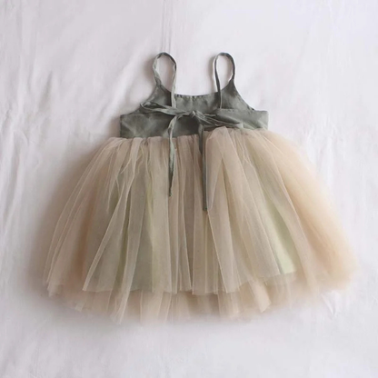 Annie & Charles® organic linen tulle dress: Greenery