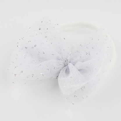 White/Silver Glinda Bow Nylon Headband