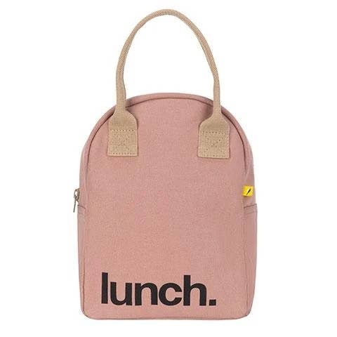 Zipper Lunch Bag - 'Lunch' Mauve/Pink