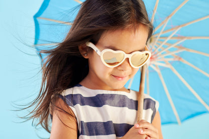 Sweet Cream Polarized Heart Sunglasses with Mirrored Lens