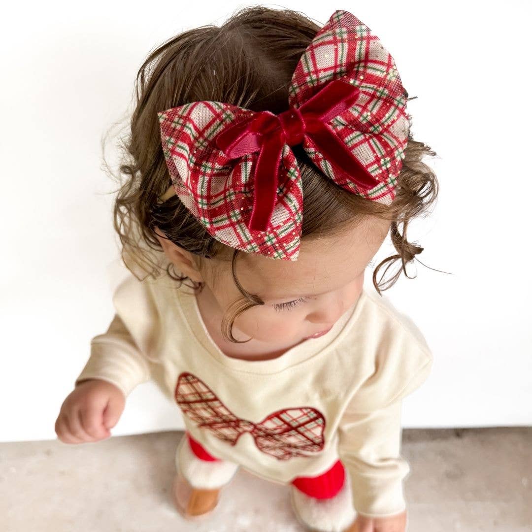 Christmas Plaid Layered Bow Baby Headband - Hair Bows