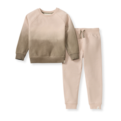 Dip Dye Infant Sweatshirt Set: Soft Mocha / 18 Months