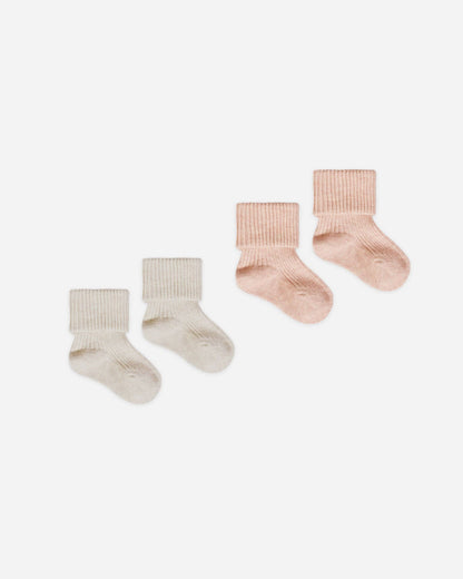 Melange Socks (Set of 2) - Oatmeal, Rose