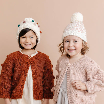 Popcorn Cardigan, Blush | Baby & Kids Valentine's Sweater: 6-12 mths