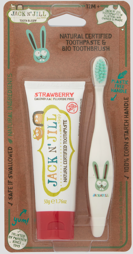 Jack N' Jill Tooth Buddy Pack - Strawberry + Kids Toothbrush
