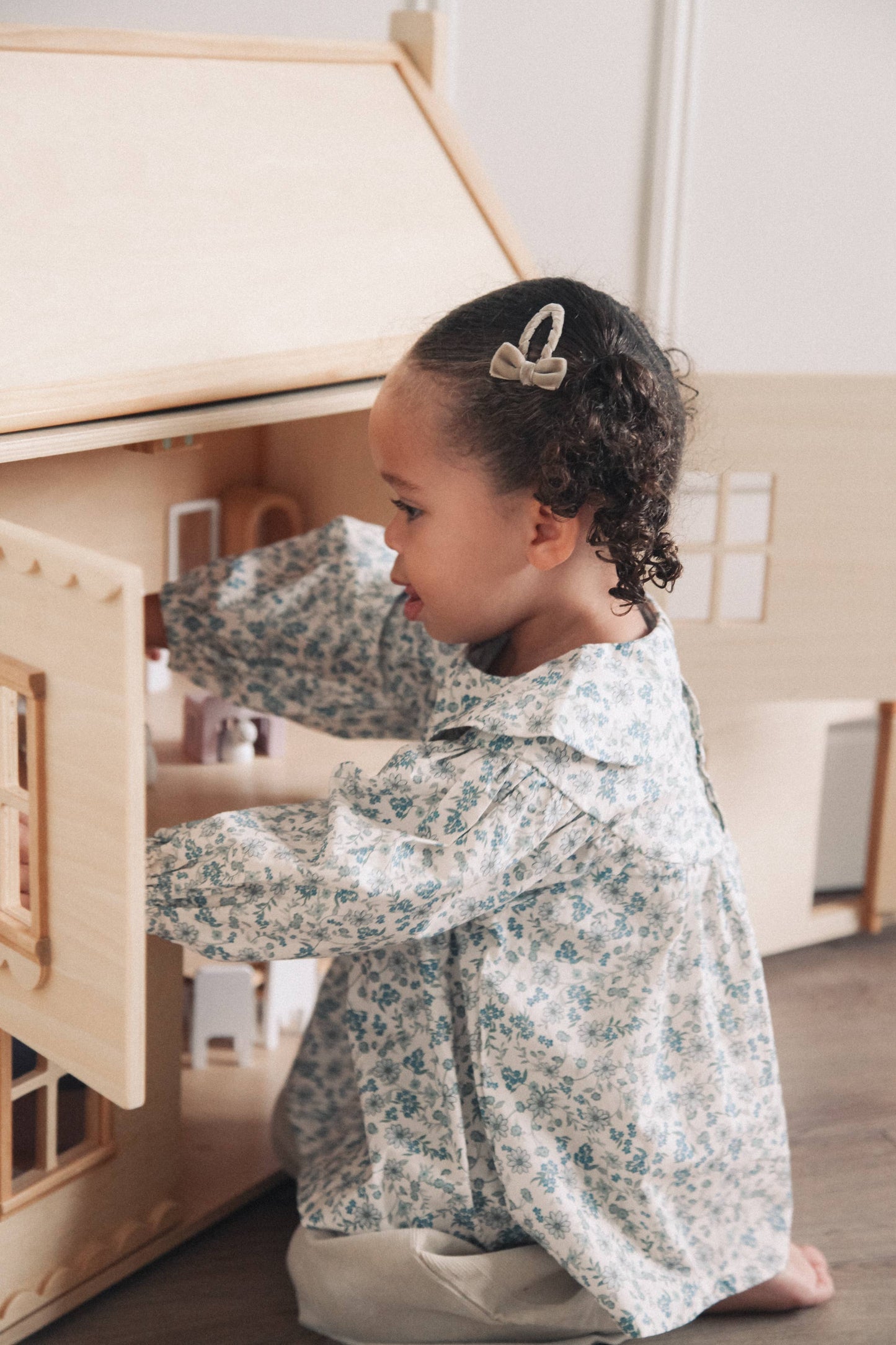 Winter/Blue Floral Puff Sleeve Blouse: 5-6y
