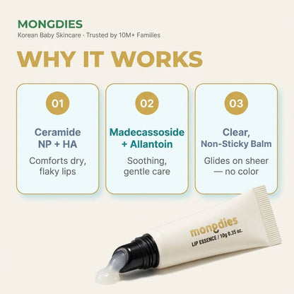 Mongdies Lip Essence 10g | Gentle Moisturizing Lip Care for Babies & Family | EWG Green