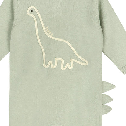 Dino Embroidered Baby Knit Jumpsuit (Organic Cotton)