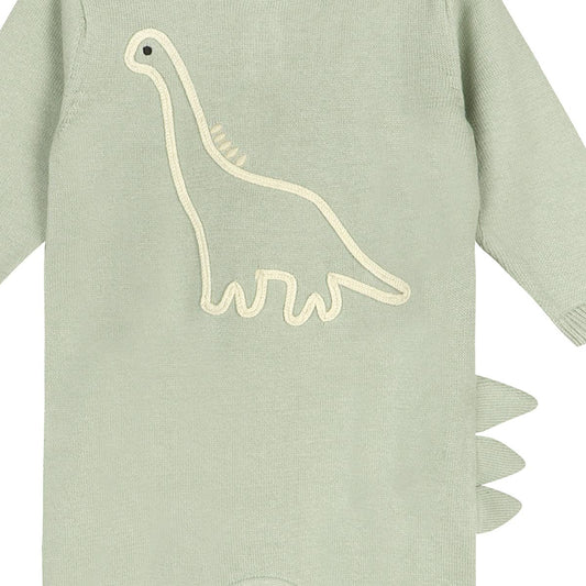 Dino Embroidered Baby Knit Jumpsuit (Organic Cotton)