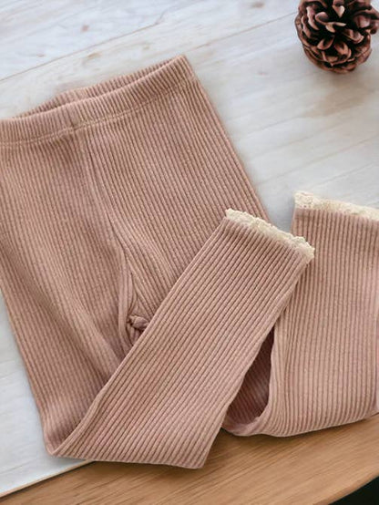 Annie & Charles® Organic Cotton Ruffle Leggings: Creamy white