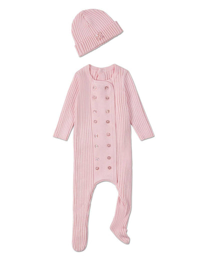Sweater Rib 2 Pc Footie Set: Blue / 3 Months