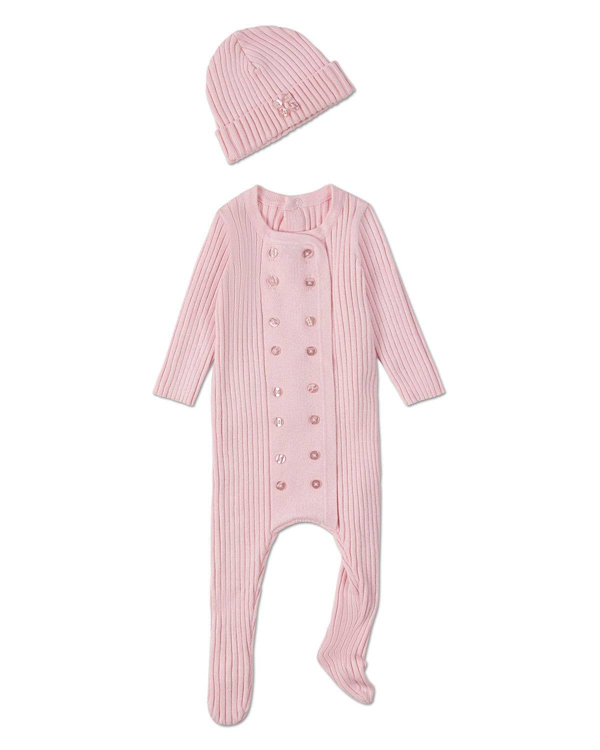 Sweater Rib 2 Pc Footie Set: Winter White / 6-M
