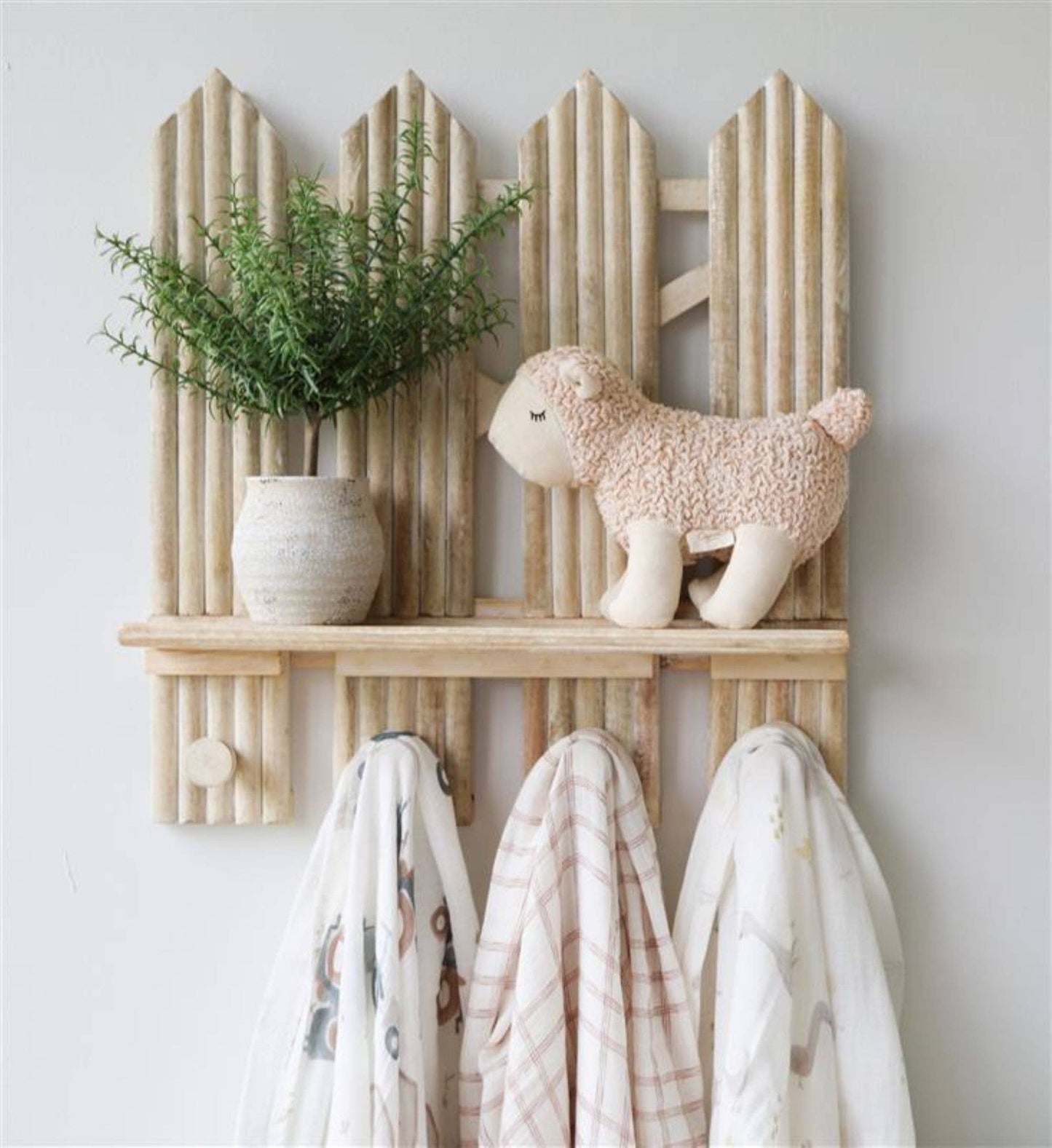 Charlie Farmhouse Wooden Fence Nursery Wall Shelf Decor