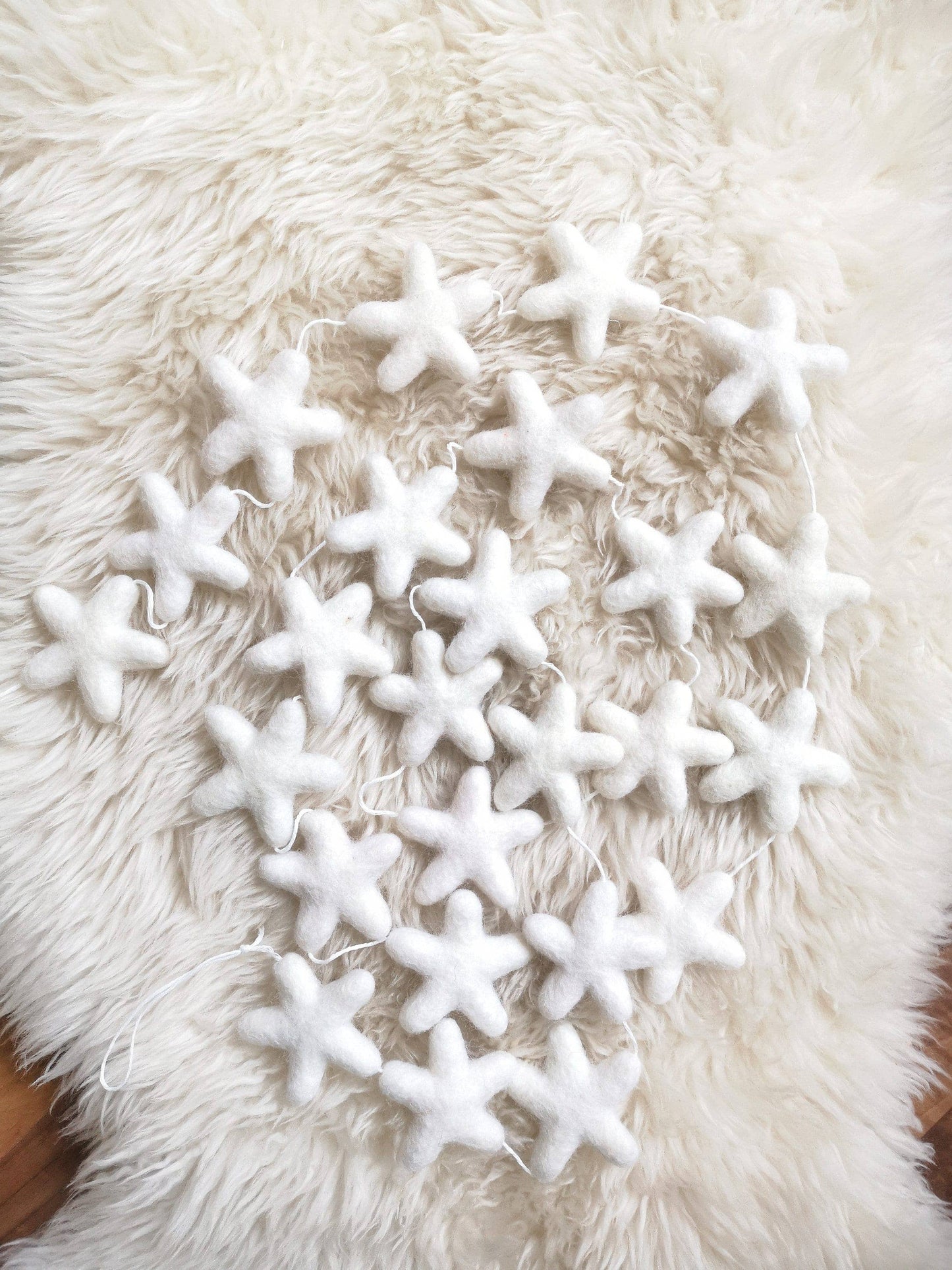 Handmade Felt Star Garland : White