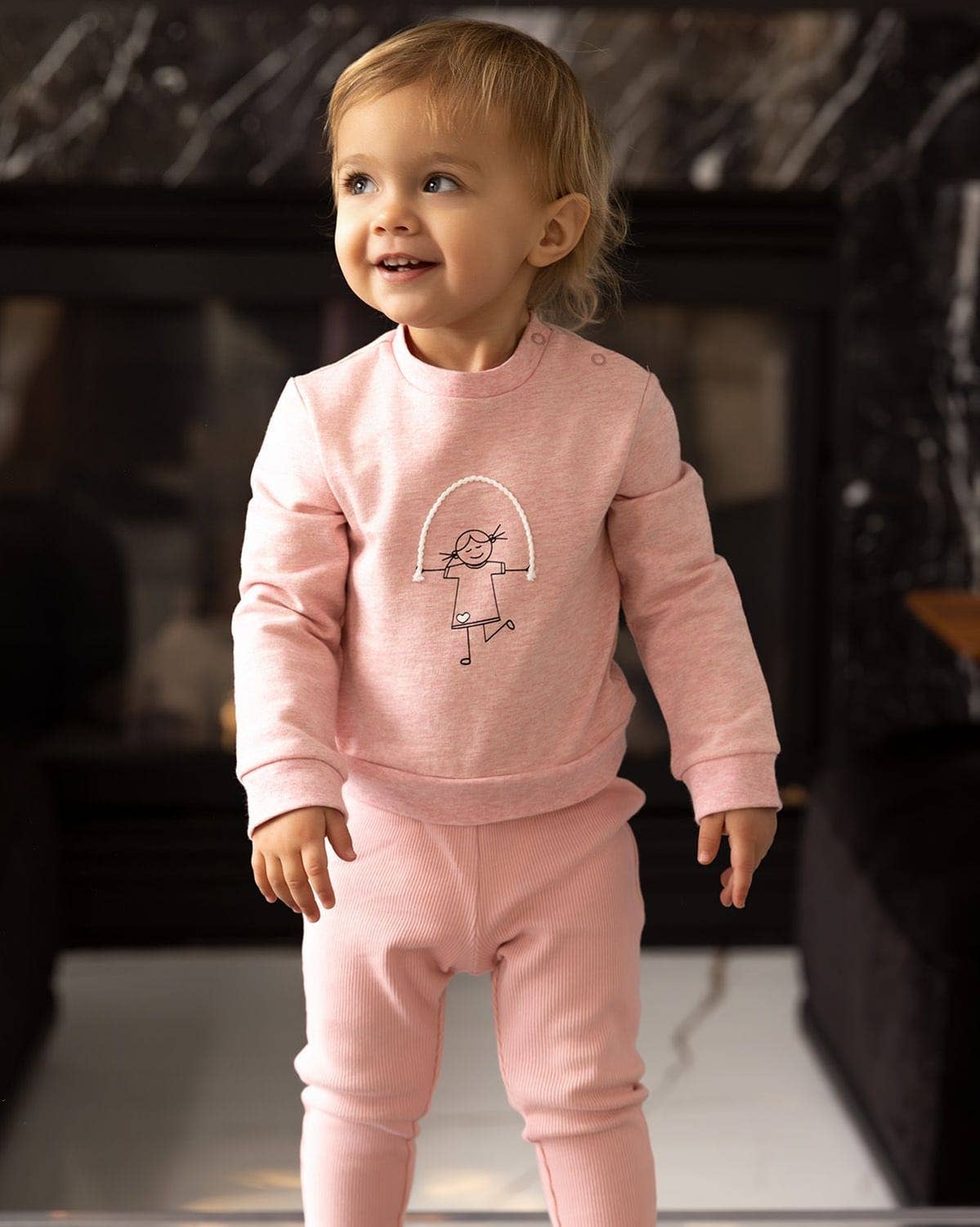 Catch Me If You Can, I'm Jumping Rope 2 Pc Legging Set: Rose Pink / 3