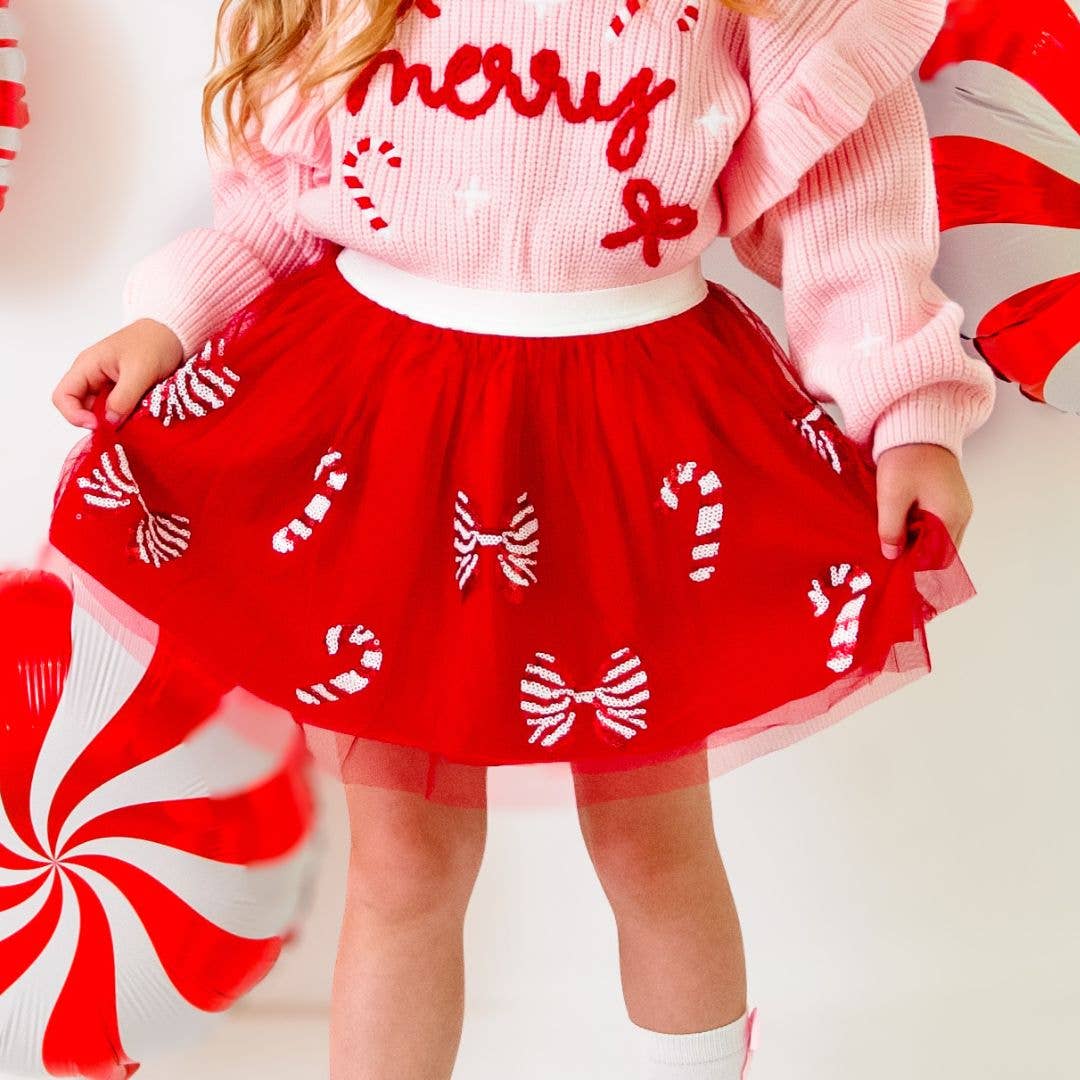 Candy Cane Coquette Sequin Christmas Tutu - Kids Clothing: 1-2Y