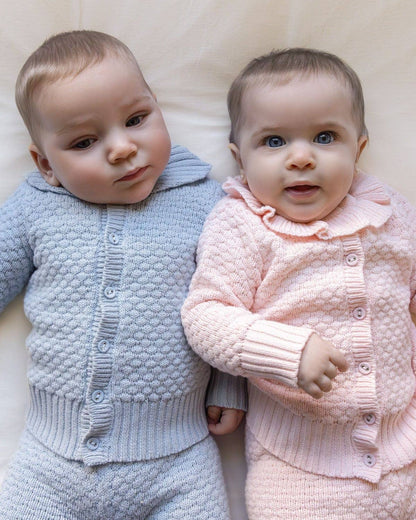 Girls Knit 2 Pc Cardigan set: Baby Pink / 6-M