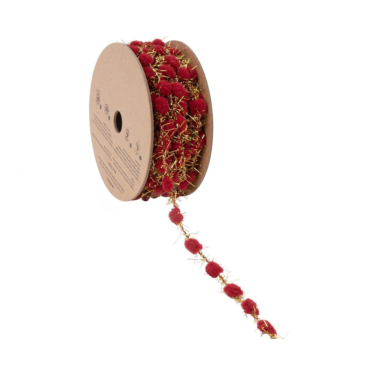 3/8" Tinsel Pom-Pom | Red | 10 Yard Roll
