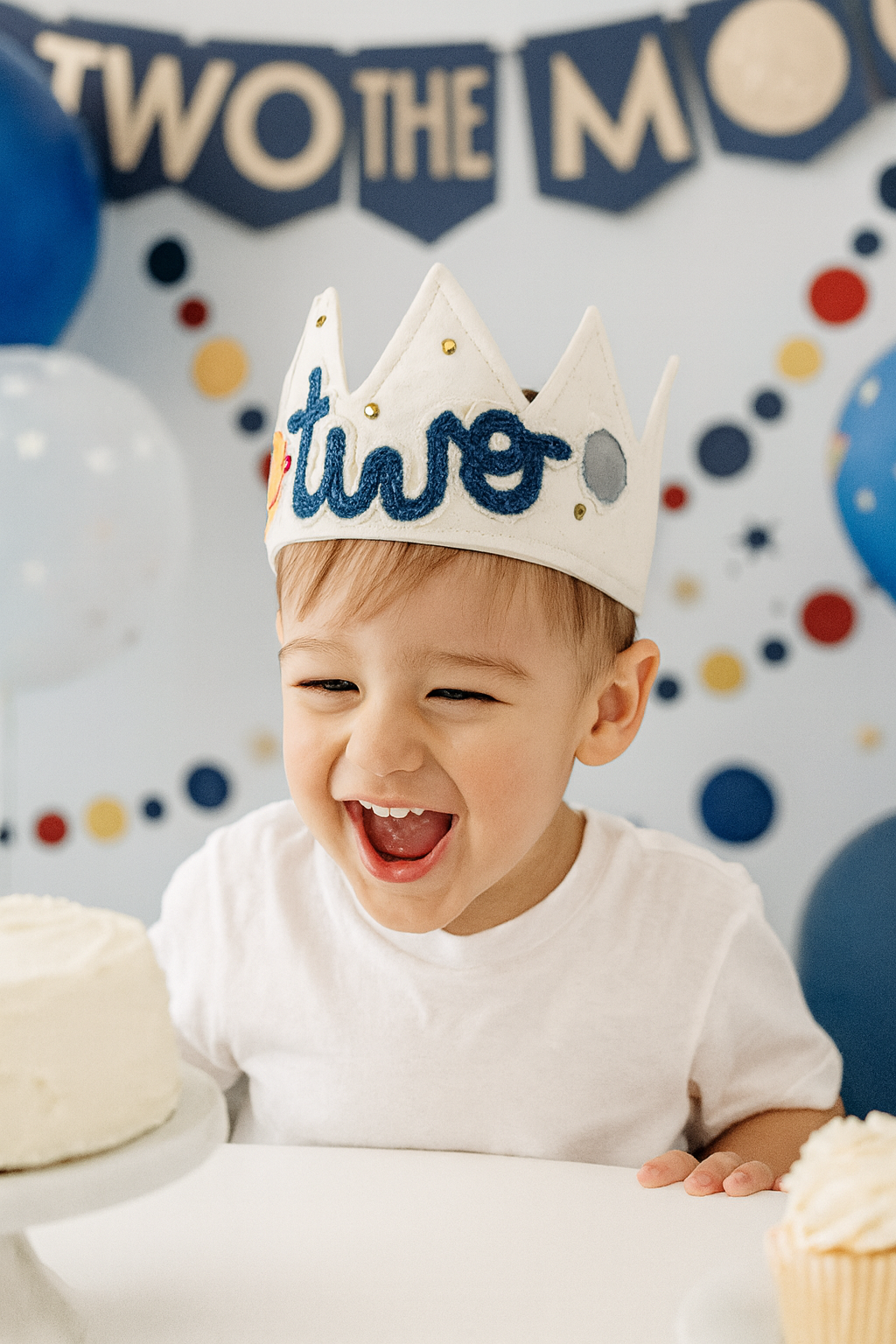 Handmade ‘Two’ Birthday Crown – Watercolored Planets