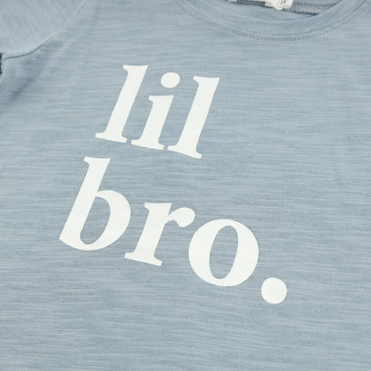 "lil bro." Cotton Slub Raw Edge Tee white ink
