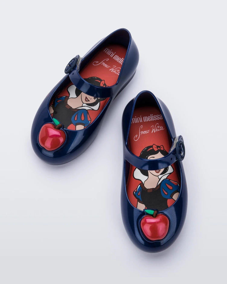 Mini Melissa + Disney Sweet Love Princess Baby Ballerinas: Metallic Blue/Red