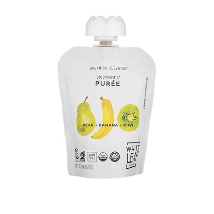 Organic Regenerative Pear+Banana+Kiwi Puree: 24 (90g) pouches