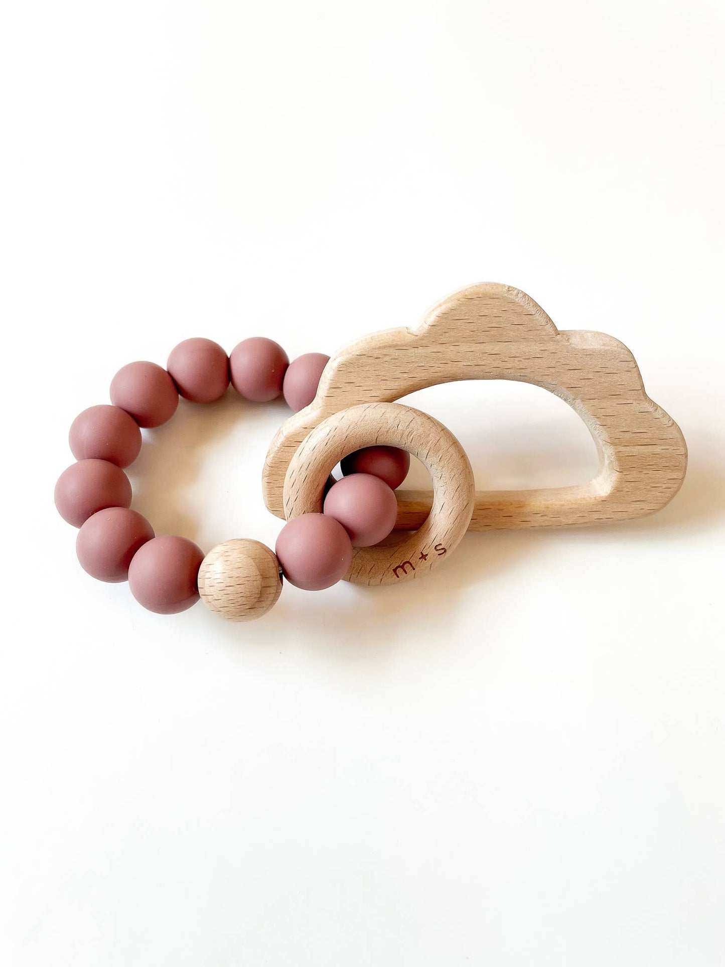 Cloud Teether-Silicone and Beech Wood: Brown