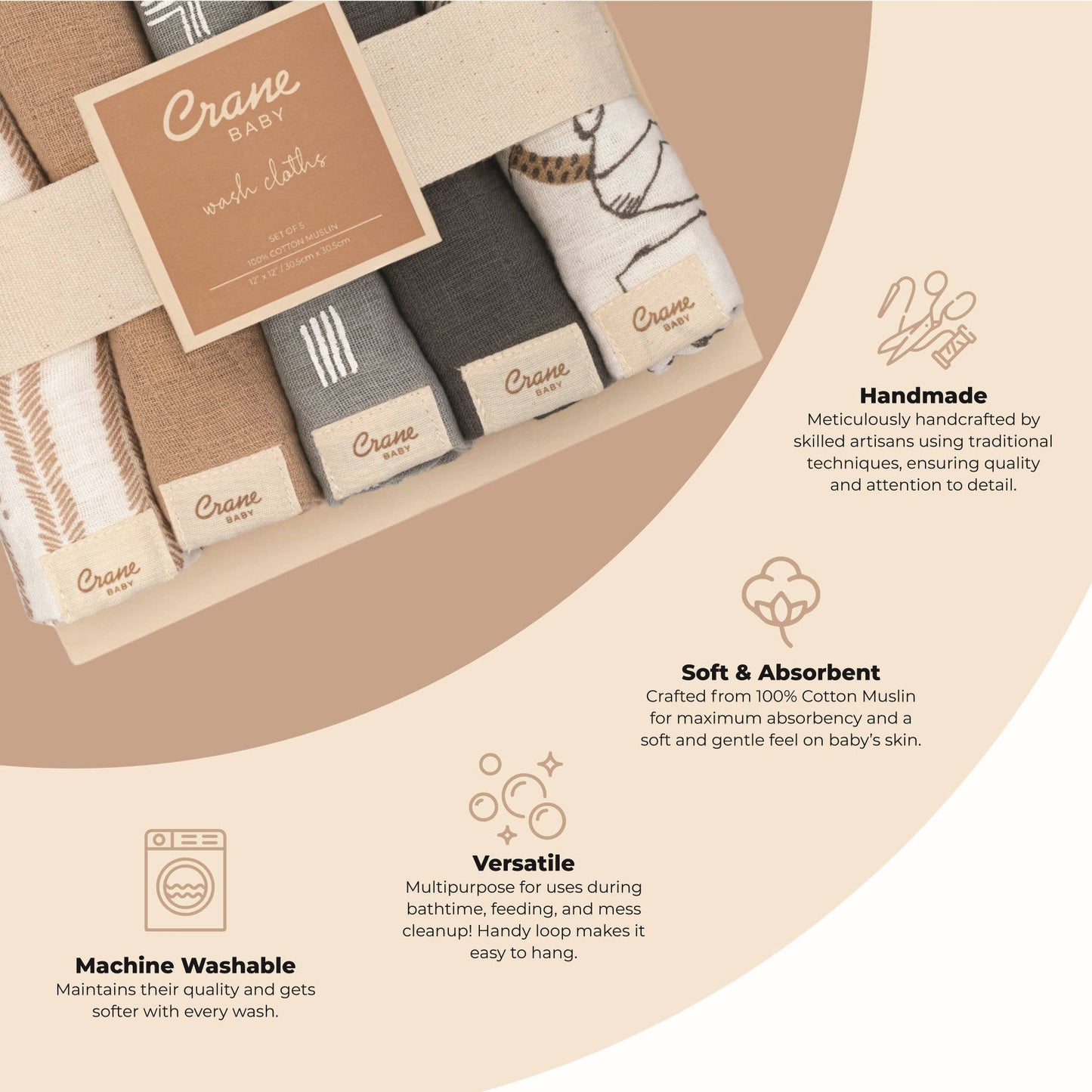 Ezra 5-pc. Wash Cloth Set (Woodland Animal)