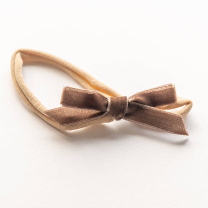 Velvet Bow Elastic Headband | Brown