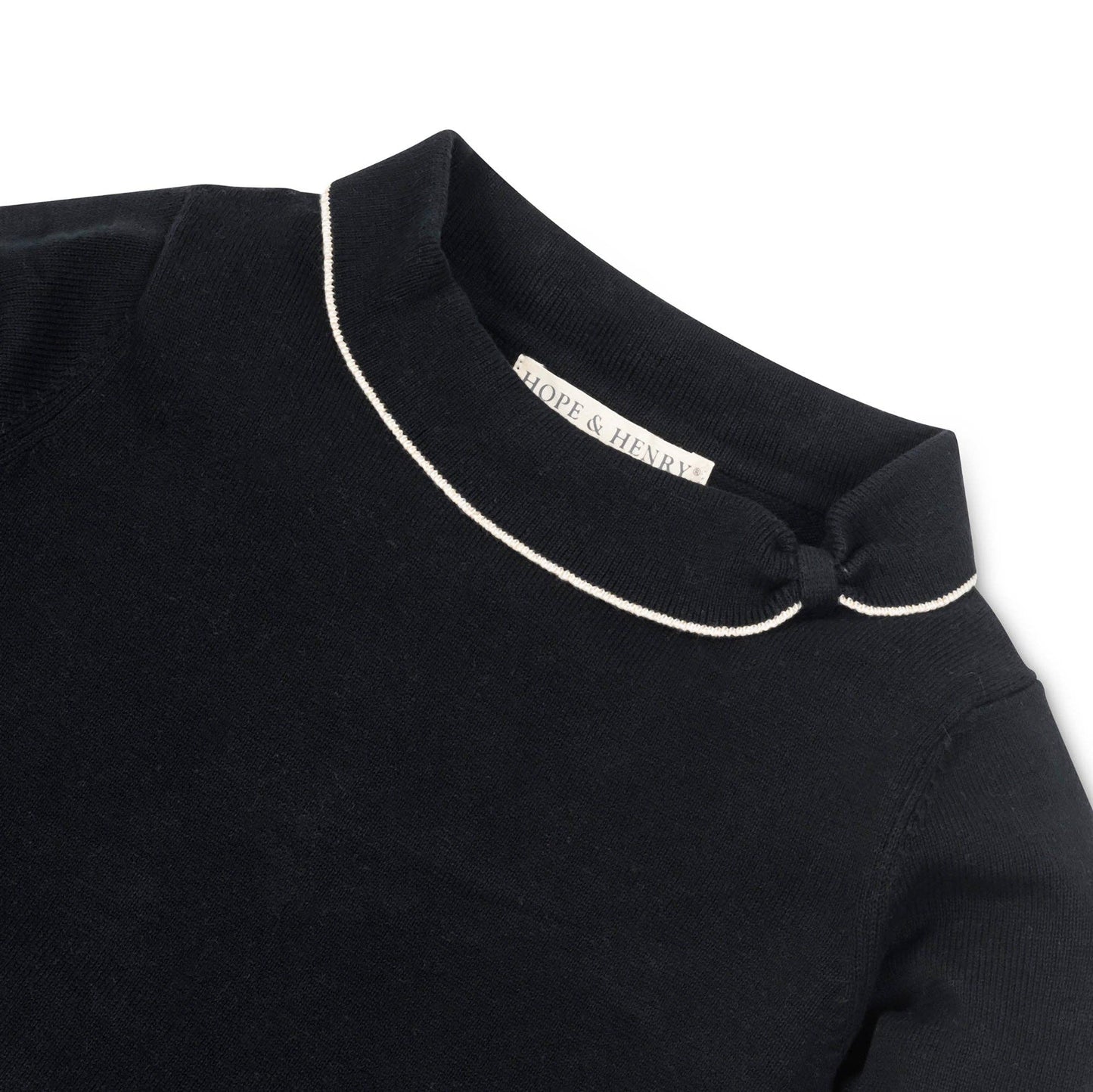 Ruffle Cuff Collar Sweater: Black with Ivory Tipping / XX-Small