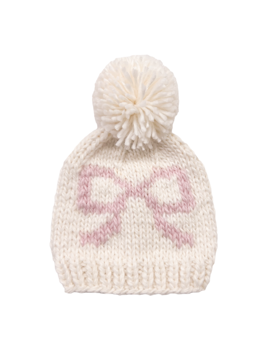 Bow Hat Pink Baby Kid Girl Beanie Fall Winter Accessories: XS; 3-6M