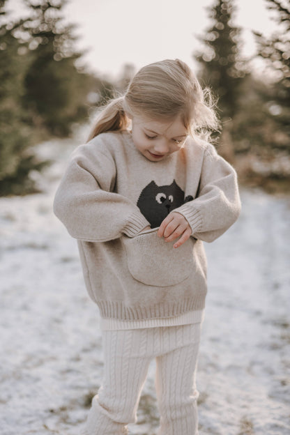Annie & Charles® animal knitted sweater: Beige bear