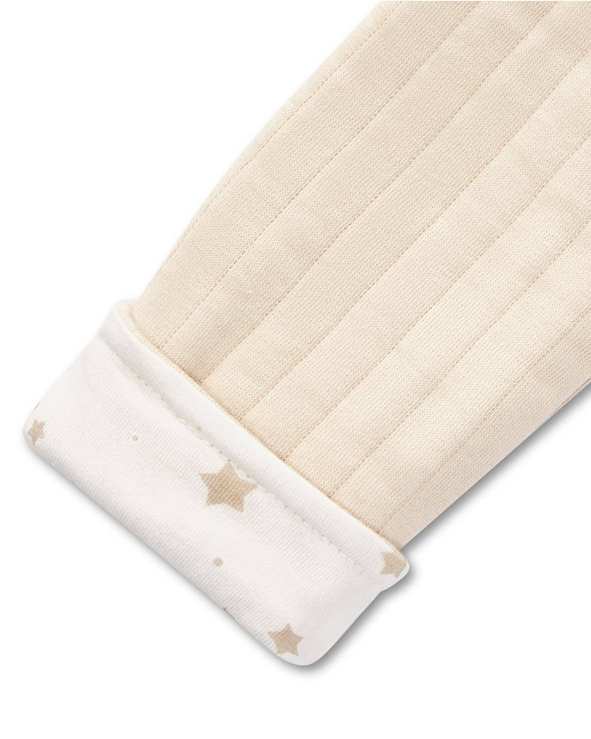 Star Print Quilted Jacket: Oatmeal-Winter White / 12 Months