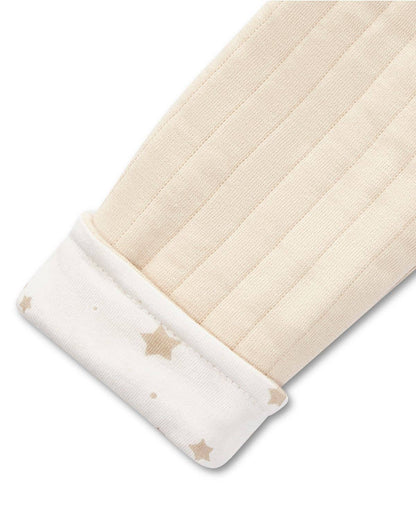 Star Print Quilted Jacket: Oatmeal-Winter White / 12 Months