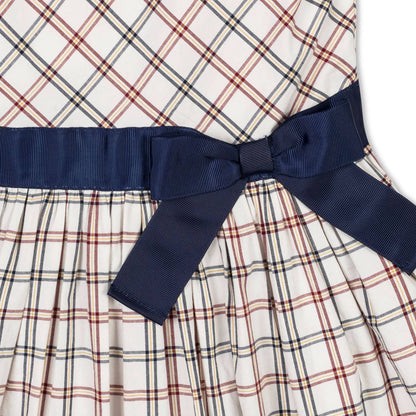Organic Stretch Poplin Sash Dress: Homeroom Check