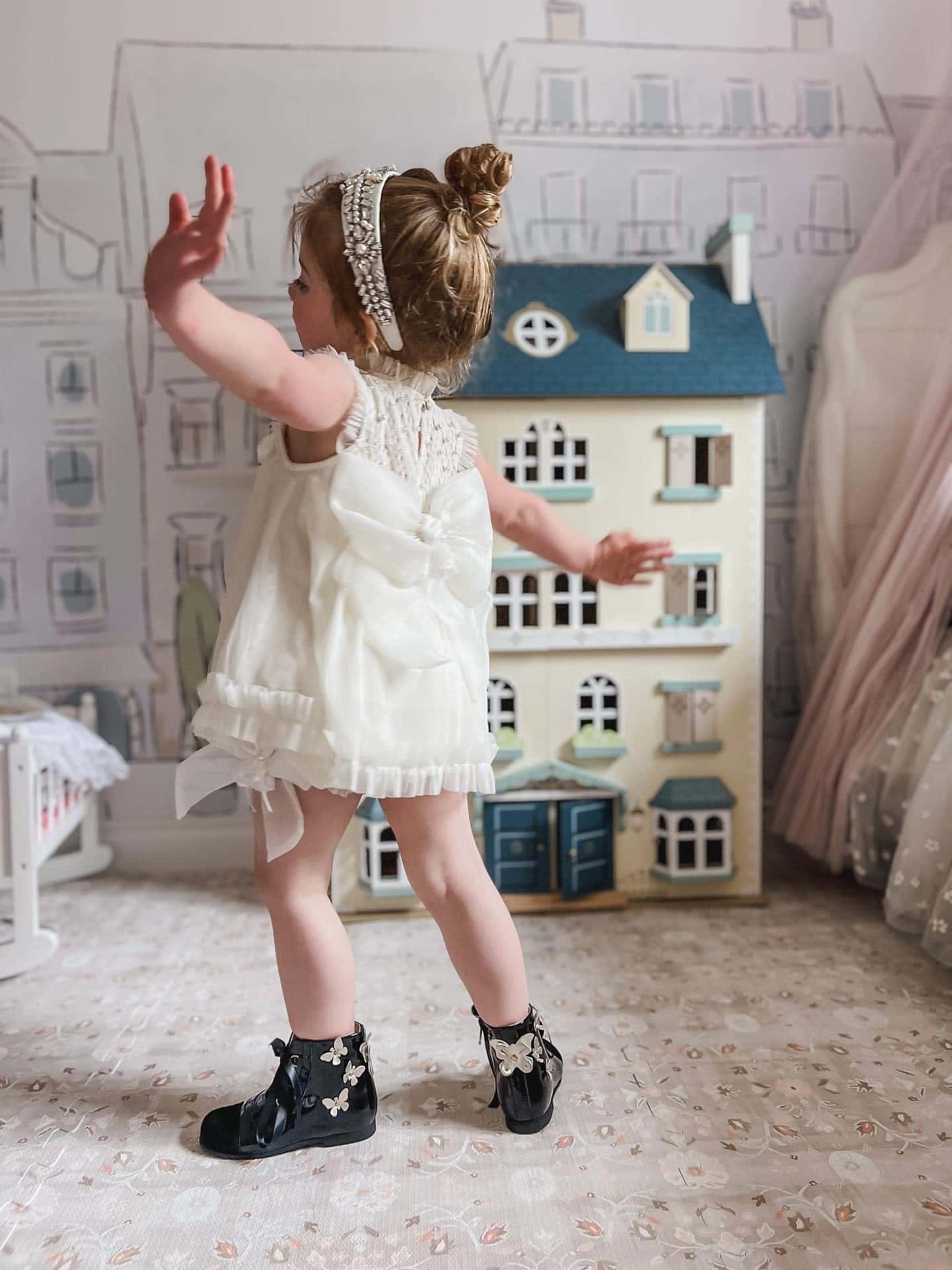 Bella Buttermilk Tulle Blouse and Bloomers Set: 12M