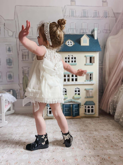 Bella Buttermilk Tulle Blouse and Bloomers Set: 12M