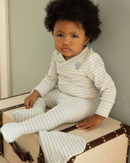 Striped Hot Air Balloon 3 Pc Set: Blue / 3 Months