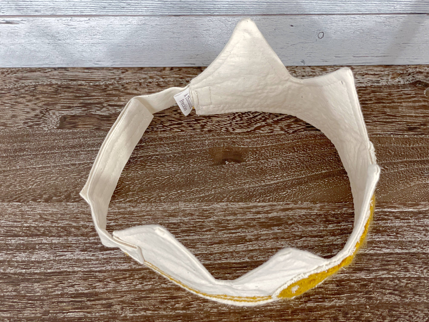 Handmade First Birthday Crown – Mustard Yarn “One”