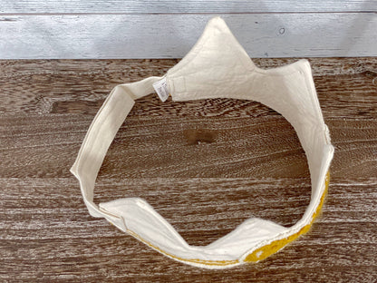 Handmade First Birthday Crown – Mustard Yarn “One”