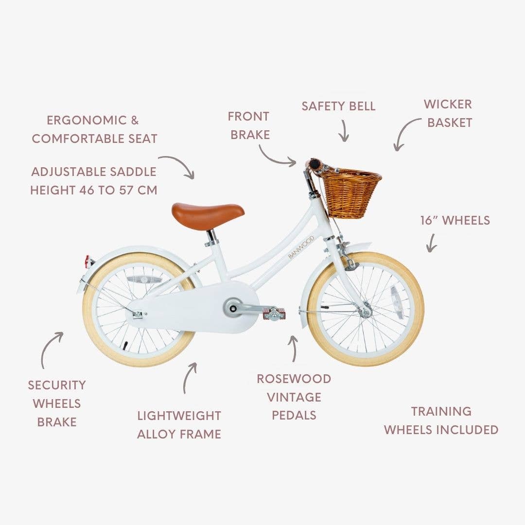 BANWOOD 16" CLASSIC BIKE VINTAGE - WHITE