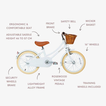 BANWOOD 16" CLASSIC BIKE VINTAGE - WHITE